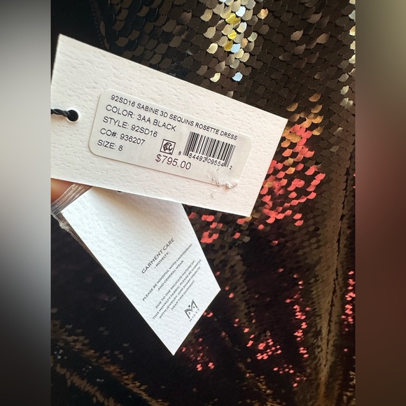 NWT Milly Sabine 3D Sequin Rosette Column Gown Size 8 - Picture 8 of 12